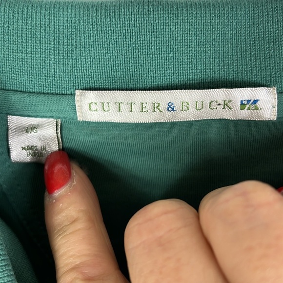 NWT Cutter & Buck golf polo split neckline Sz L Spruce green color - Picture 8 of 9